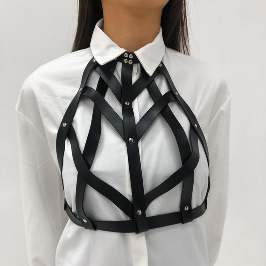 C273 Jewelry Gothic exaggerated Harajuku collar PU underwear sexy strap body chain female