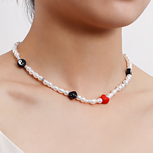 Beach Ethnic Fashion Beaded Necklace Colorful Acrylic Imitation Pearl Necklace Jewelry