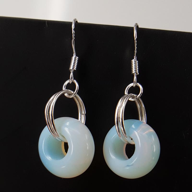 Simple natural stone opal earrings, rings, earrings