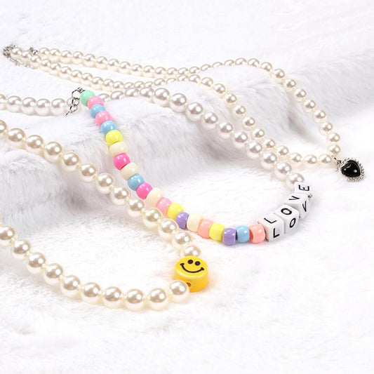 Multi-element star geometric letter necklace ins creative color pastoral ethnic mix and match beaded necklace