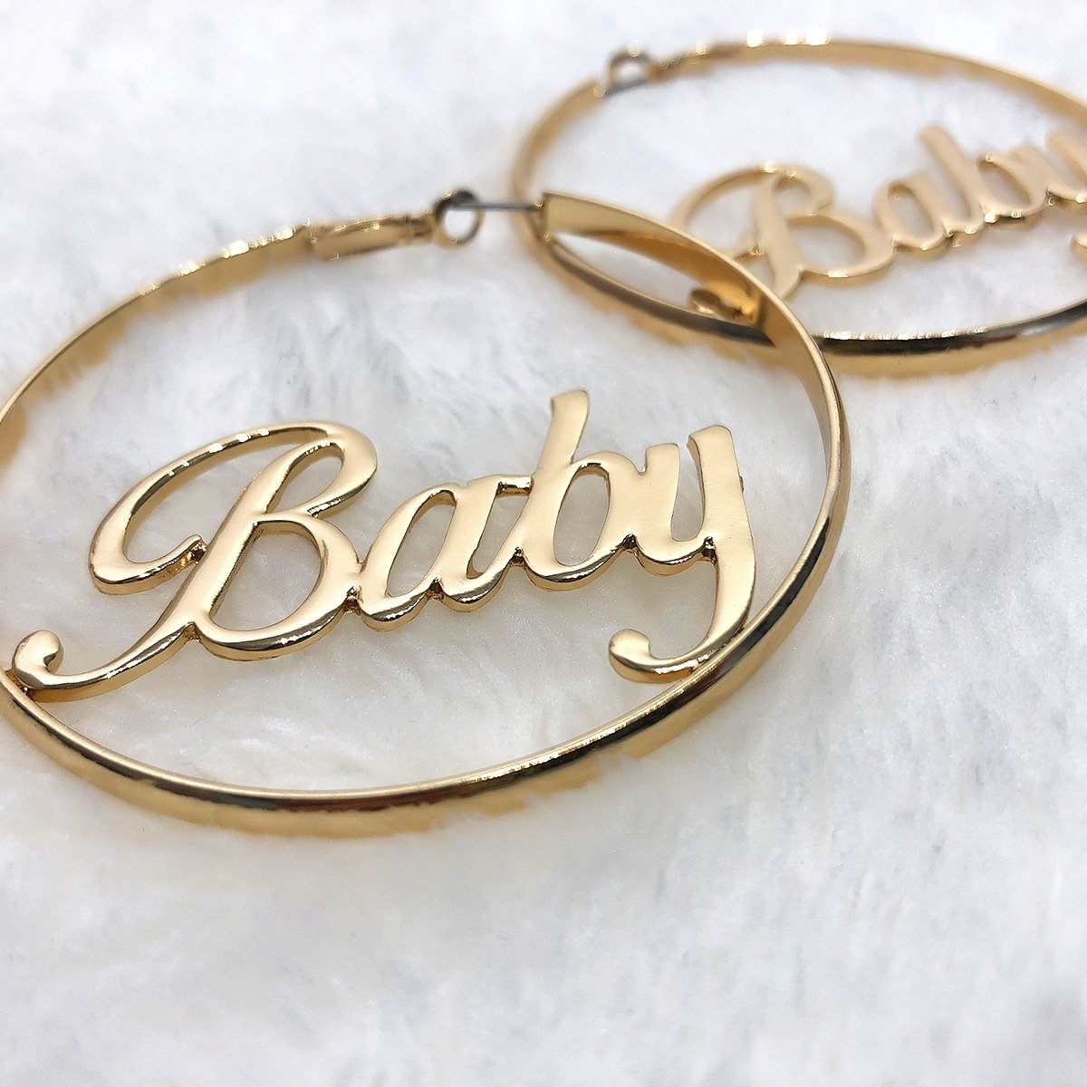 Jewelry Fashion Retro Personality Geometric Strand Hollow Earrings Female Exaggerated Temperament Circle Letter Earrings