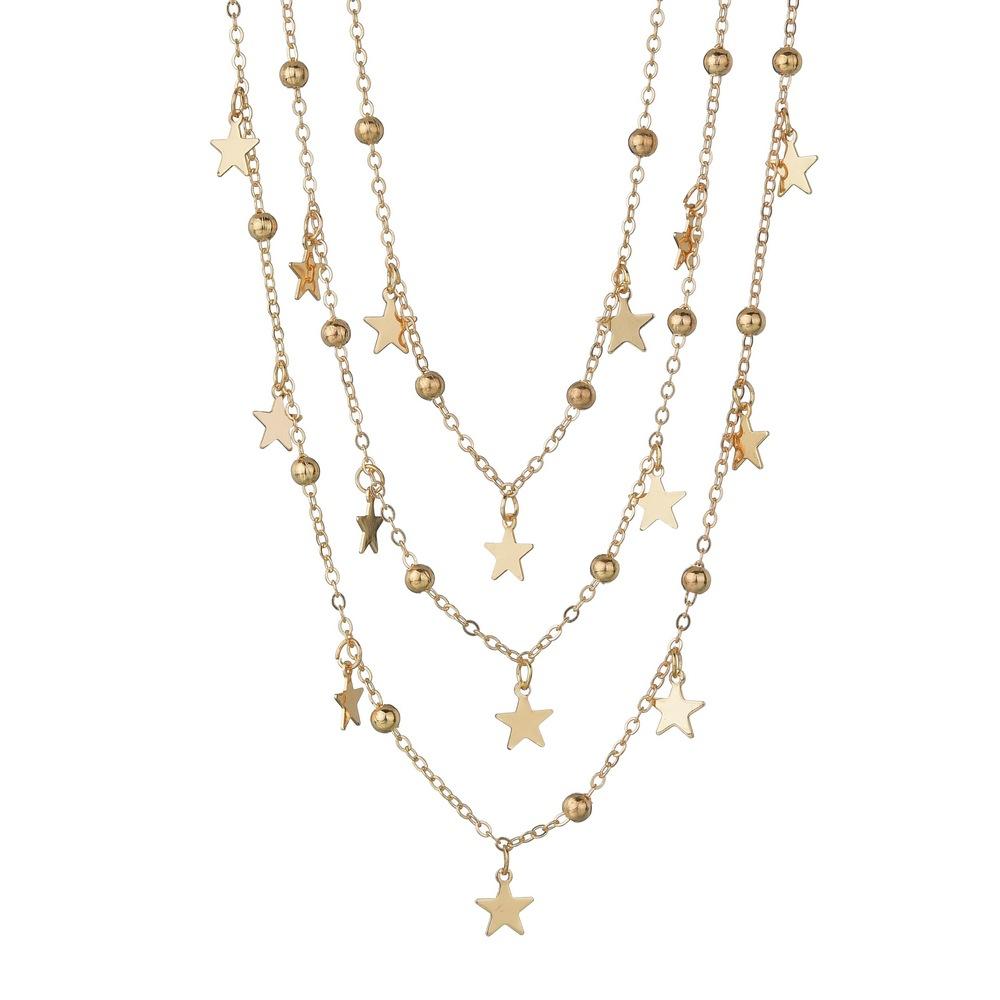 Fashionable and simple multi-element combination with stars, sequins and multi-layered street photography necklaces