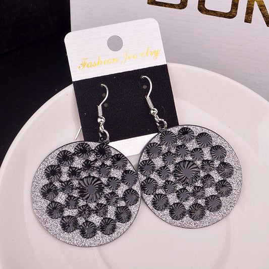 Women's Link Spotted Multi-Level Frosted Flower Earrings Vintage Ear Jewelry