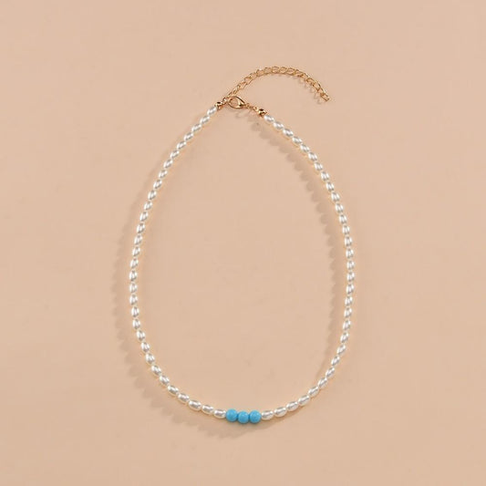 Elegant Temperament Oval Imitation Pearl Necklace Fashion Handmade Beaded Necklace Accessories