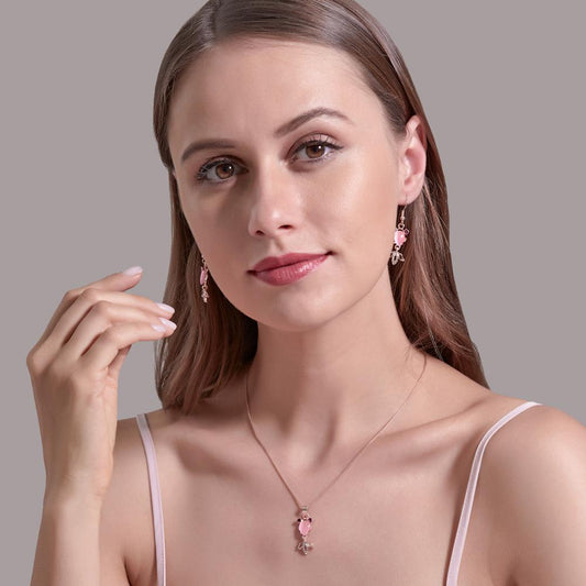 Set Jewelry Cute Pink Cat's Eye Goldfish Necklace Personality Cartoon Earrings Women's Pendant Clavicle Chain