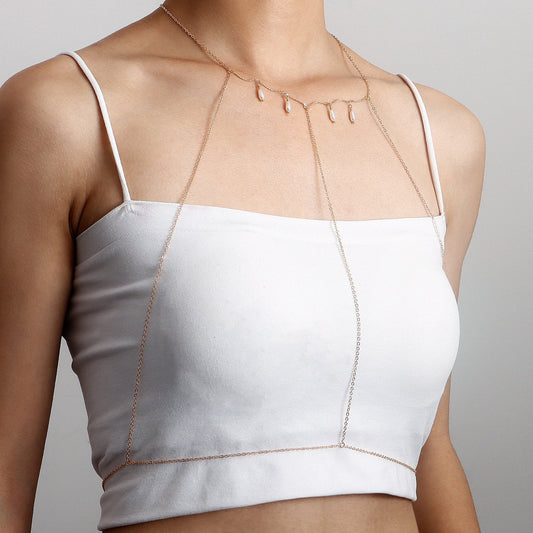 Body chain jewelry punk sexy imitation pearl bikini body chain chest chain female bodychain street shooting