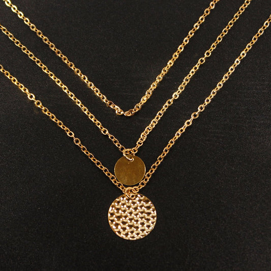Fashion Geometric Metal Lasso Simple Necklace Metal Sequin Multilayer Necklace