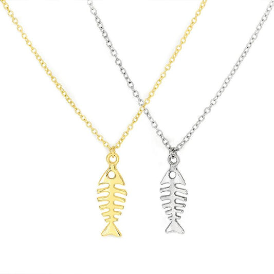 Fishbone Pendant Necklace Pendant Women's Clavicle Chain Fashion Small Fresh Jewelry