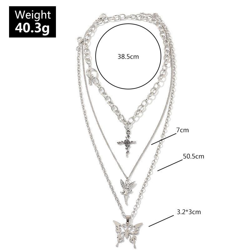 Temperament ball chain trendy female clavicle chain fashion little angel necklace personality cross butterfly pendant necklace