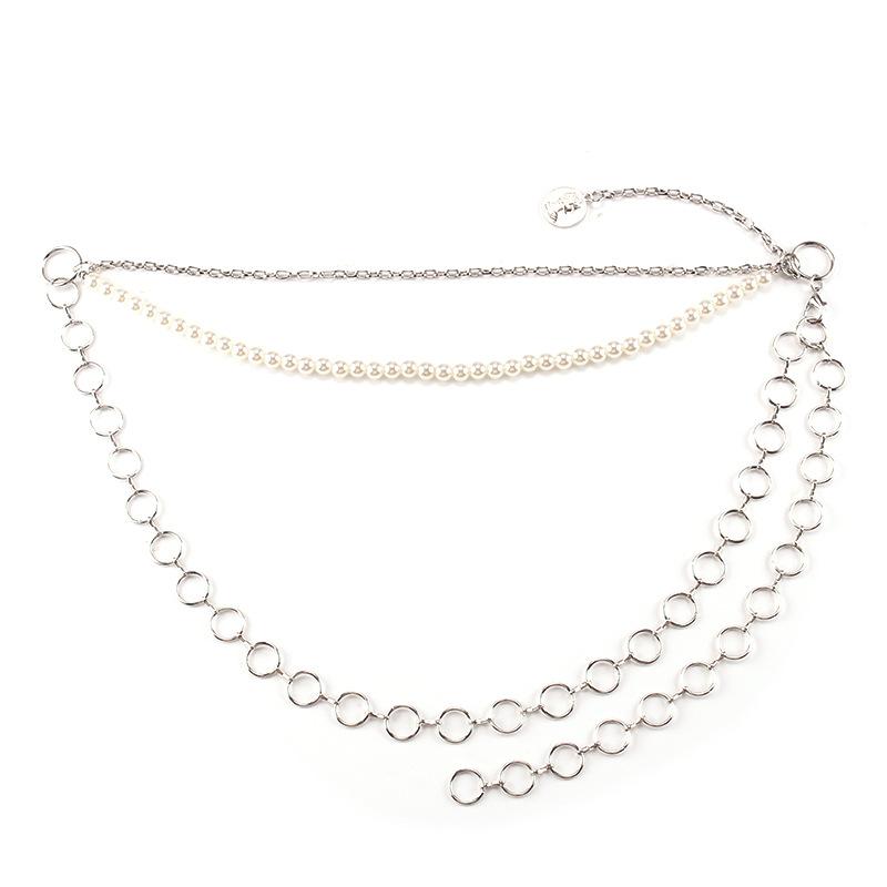 Niche Design Trend Avant-Garde Body Chain Imitation Pearl Portrait Pendant Necklace Suit Messenger Dress Simple Accessories