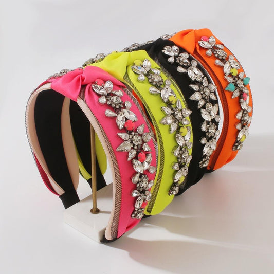 F3934 Baroque exaggerated rhinestone headband heavy industry personality fabric headband retro knotted show hair accessories