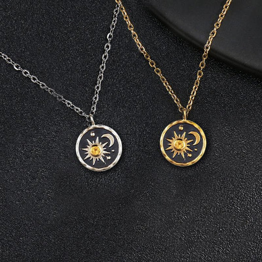Jewelry Summer Bohemian Vintage Pendant Earrings Necklace Set Female Sun Moon Jewelry