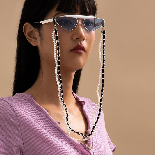 Temperament retro velvet imitation pearl chain glasses chain fashion small incense winding beaded sunglasses chain female