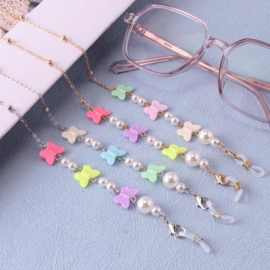 Mask hanging chain glasses chain fashion butterfly pearl decorative glasses anti-drop hanging chain