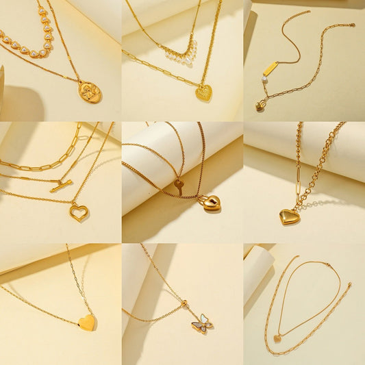 Minority Light Luxury Peach Heart Necklace Gold Plated Love Stainless Steel Pendant Necklace Heart Shaped Titanium Steel Clavicle Chain