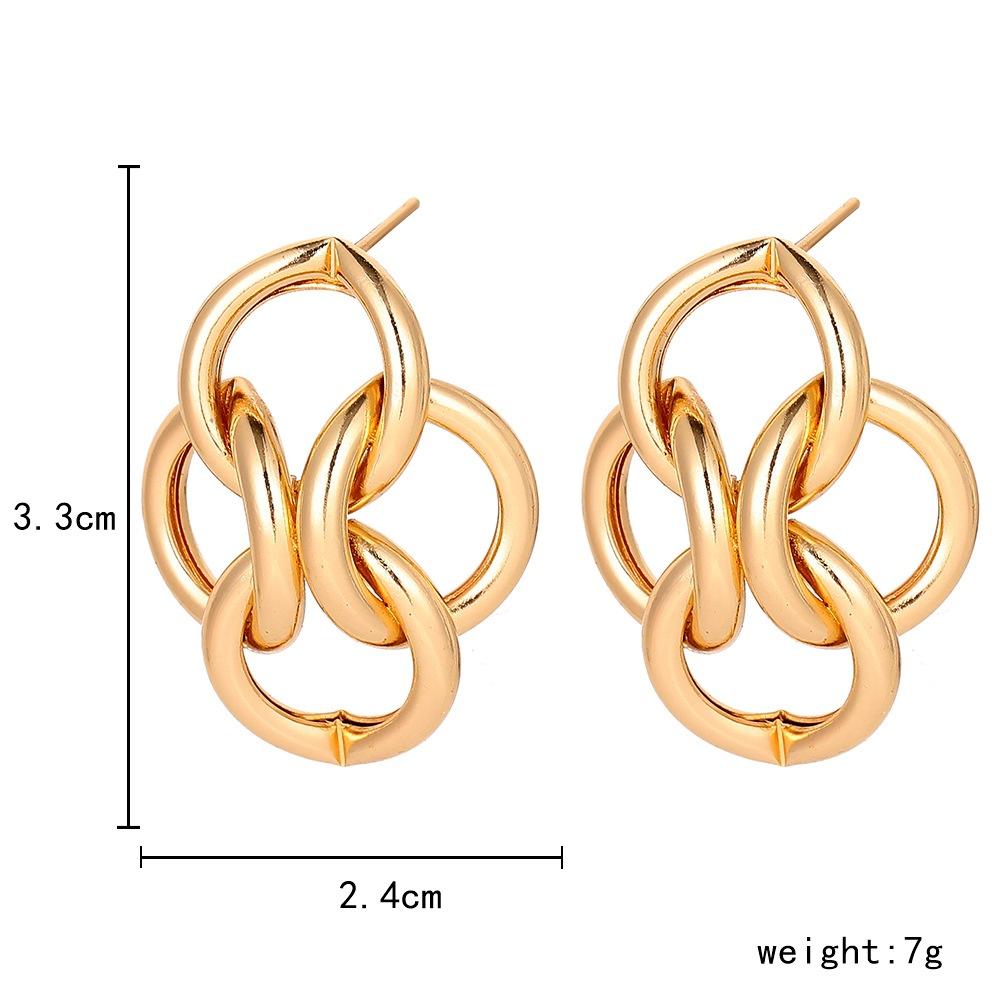 Hip-hop fashion chain hoop earrings exaggerated geometric metal stud earrings for women