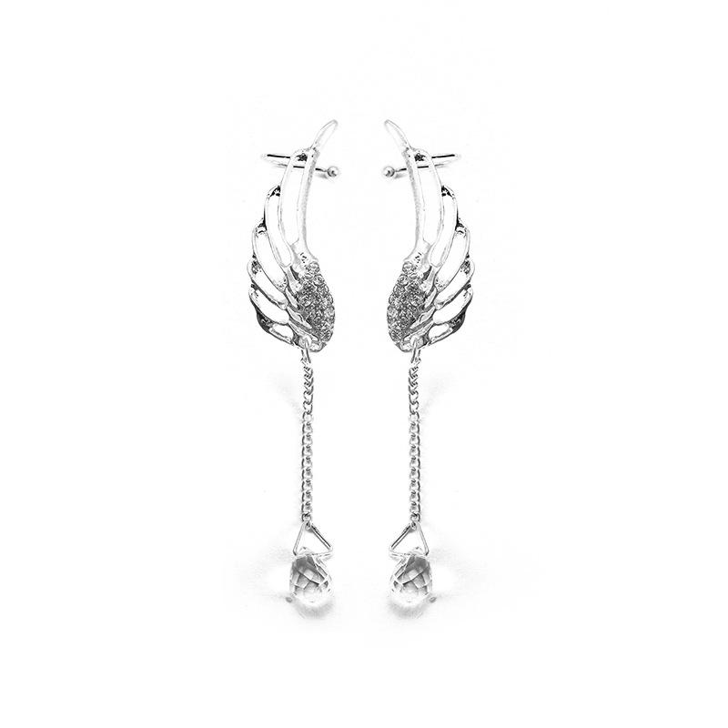 Kyushu Sky City with the same water drop earrings angel wings crystal long earrings without pierced ear clips