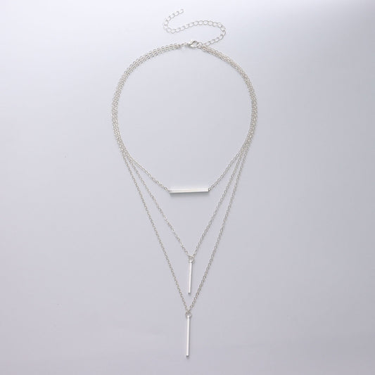 Jewelry multi-layer geometric one-word horizontal bar number stick pendant necklace female punk fashion fashion necklace