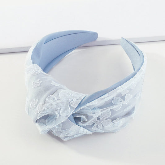 F448 wide-brimmed knotted yarn hair hoop Mori sweet flower head hoop spring and summer small fresh outing simple hairpin