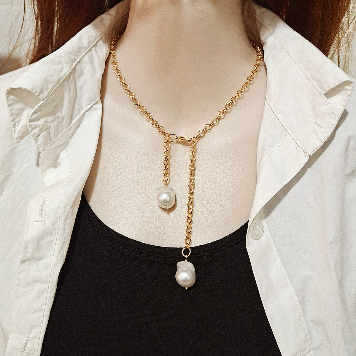 Jewelry Personality Versatile Single Layer Shaped Baroque Pearl Necklace Female Simple Fashion Necklace