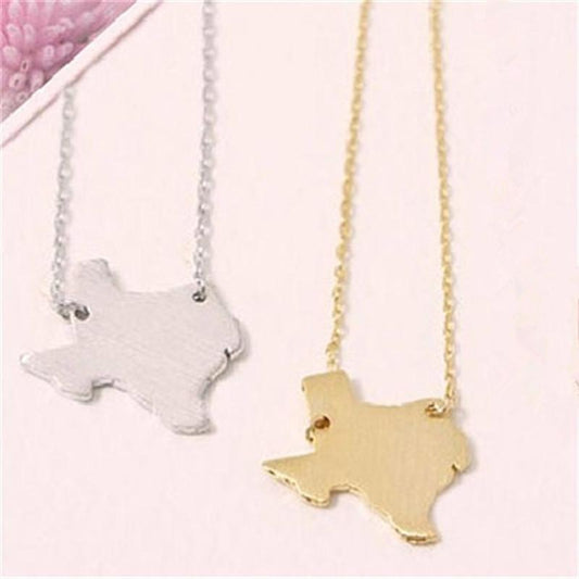 Texas Alloy Necklace US State Map Clavicle Chain