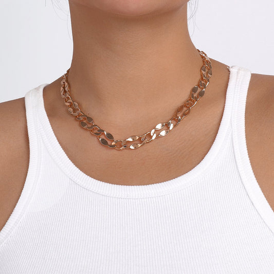 N142 trendy style street photography creative chain necklace retro personality single layer niche personality clavicle necklace