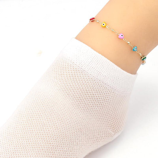 Simple and versatile eyes fashion street photography creative peach heart necklace handmade acrylic dripping oil bracelet anklet
