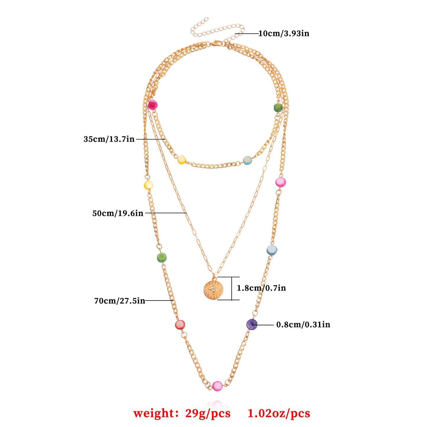 Jewelry pastoral multi-layer colorful zircon diamond eye pendant necklace female light luxury trend necklace