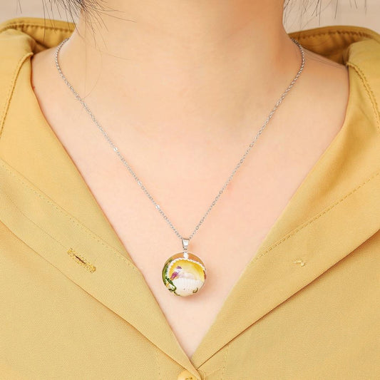 Temperament Ball Shell Necklace Transparent Resin Clavicle Chain Jewelry