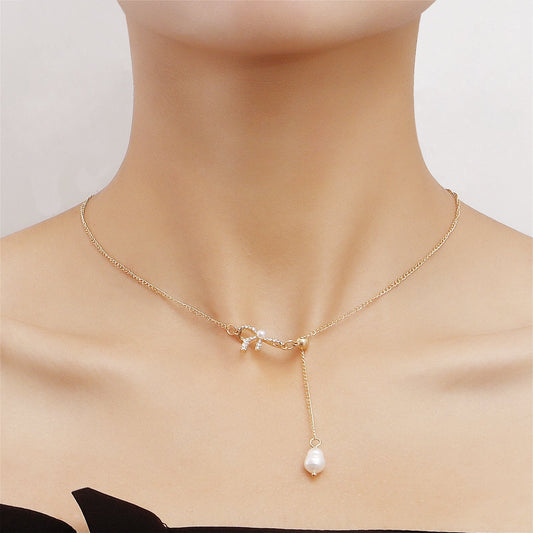 Jewelry Imitation Pearl Pendant Butterfly Necklace Niche Simple Fresh Sweet Natural Not Exaggerated Necklace