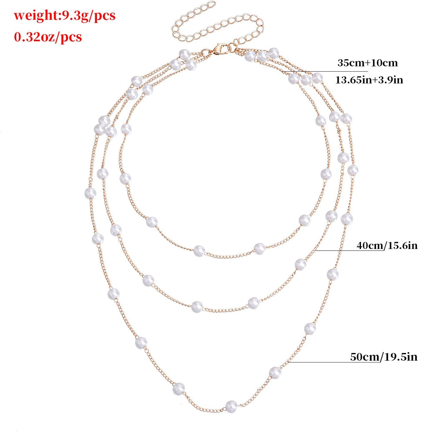 Jewelry simple geometric thin chain pearl multi-layer necklace female personality light luxury pearl necklace