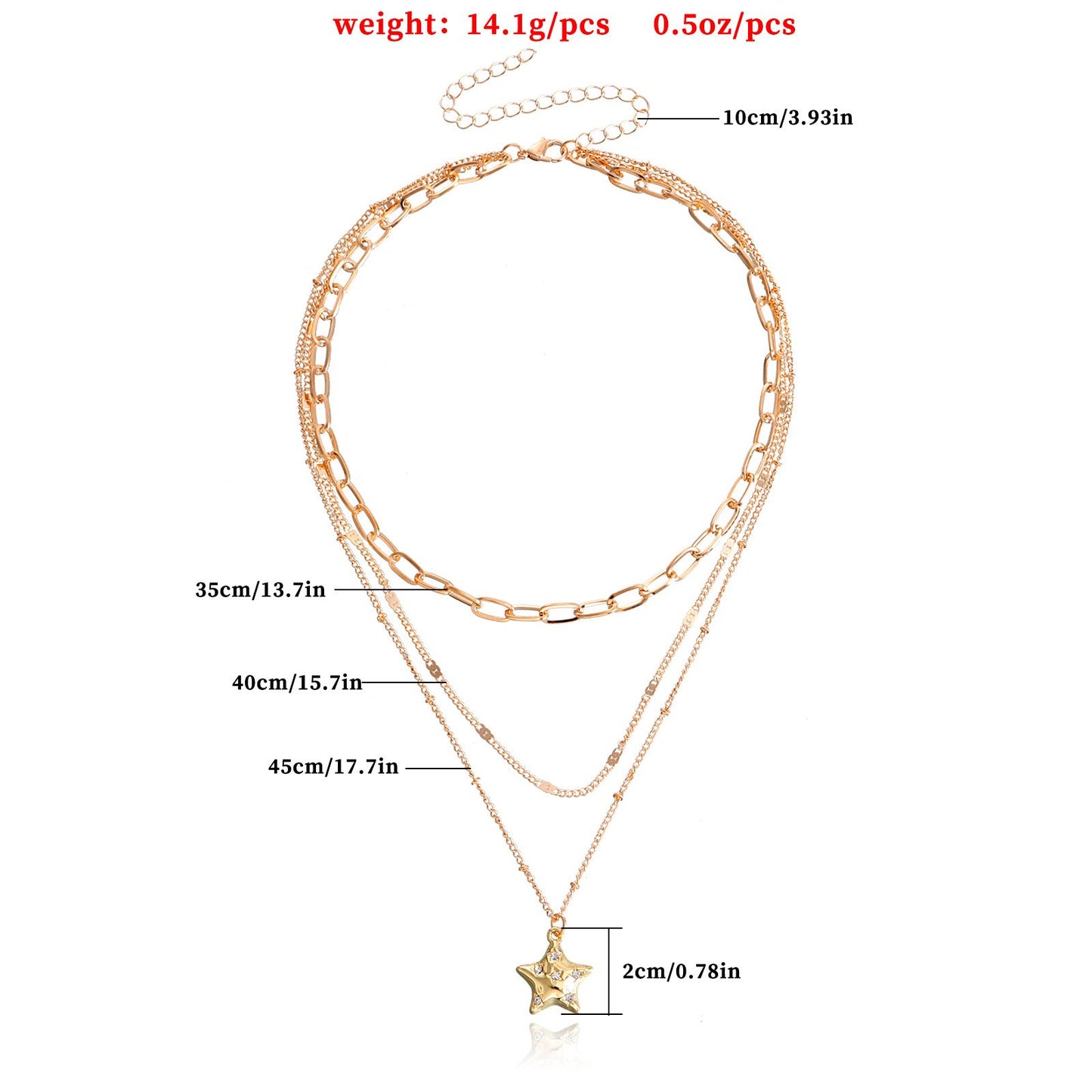 Jewelry retro fashion multi-layer five-pointed star pendant necklace niche exquisite sweater chain all-match accessories