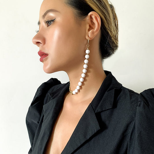 Jewelry personality cold U-shaped bead splicing earrings hip-hop trend metal chain earrings