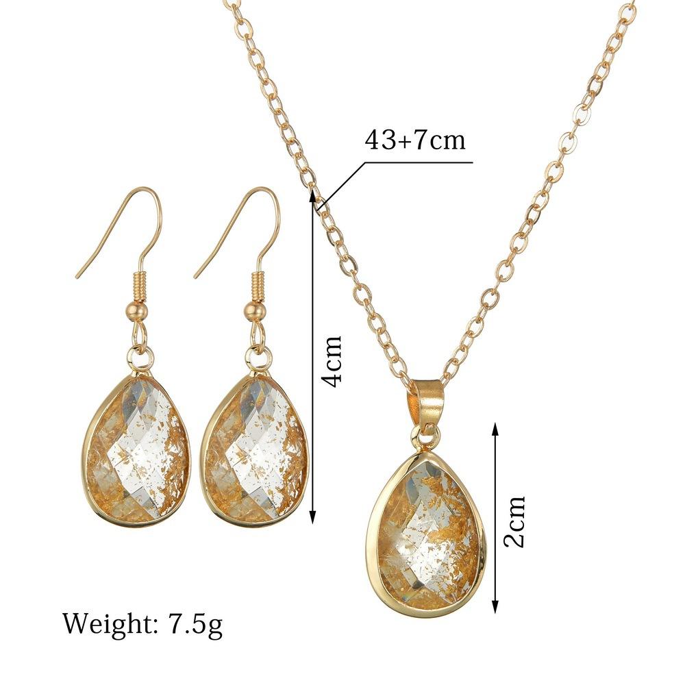 Accessories Fashion Vintage Resin Water Drop Necklace Earrings Set Ornament