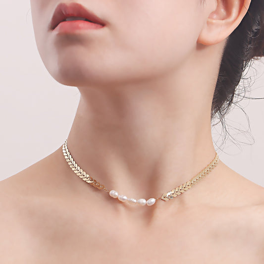 Jewelry Simple Aircraft Chain Freshwater Pearl Necklace Necklace Women's Single Layer Tassel Temperament Handmade Necklace