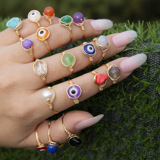 Jewelry Creative Simple Ethnic Eye Gravel Ring Female Irregular Personality Luminous Ring