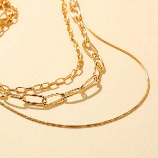 Ins cold and simple metal snake bone chain trend choker collarbone chain fashion hip-hop multi-layer necklace