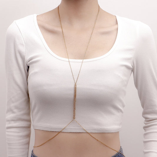 Jewelry sexy hot girl with diamond body chain female accessories ins night chest chain bikini necklace