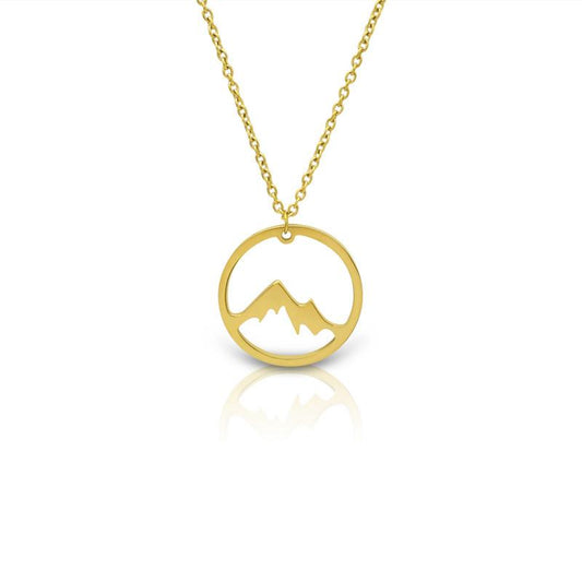 Hollow Mountain Necklace Round Mountain Charm Titanium Steel