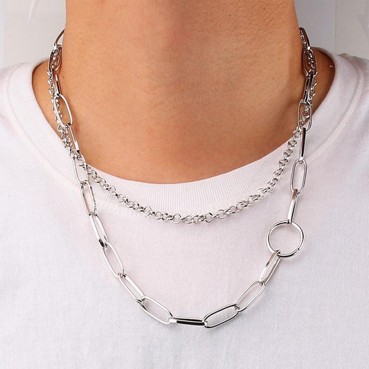 Circle chain double-layer necklace female ins net red short sexy clavicle chain temperament chic cold necklace