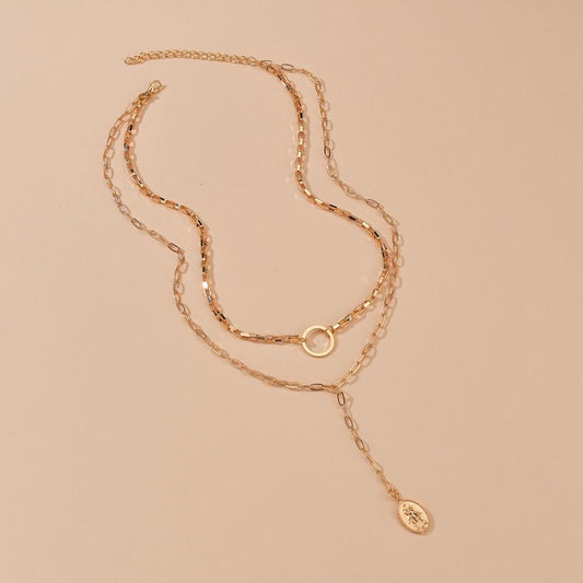 Vintage Alloy Beetle Pendant Necklace Accessories Fashion Double Layer Necklace Jewelry