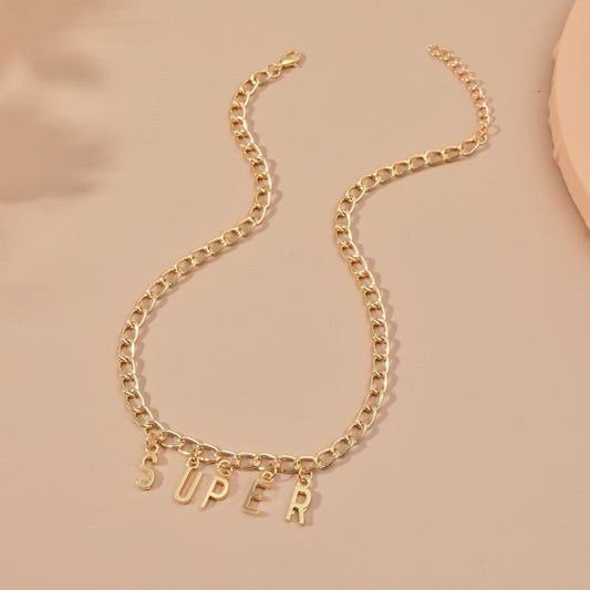 diy simple handmade alloy English word letter necklace hip-hop couple pendant short chain men and women