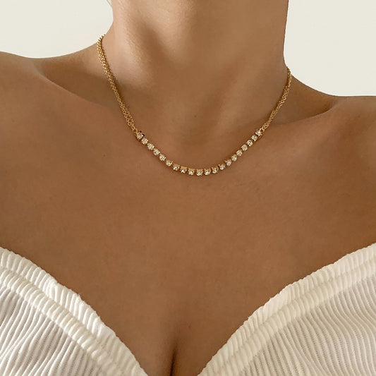 Jewelry Cold Diamond Chain Necklace Temperament Simple Geometric Claw Chain Diamond Necklace Women