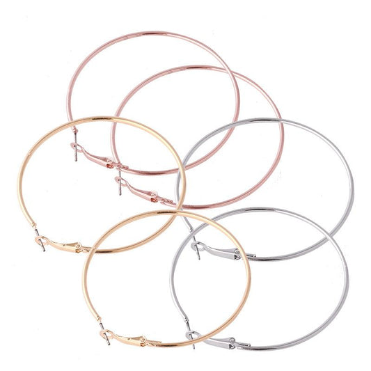 Geometric fashion big circle three-piece set C-shaped earrings classic three-color personality geometric metal big earrings female