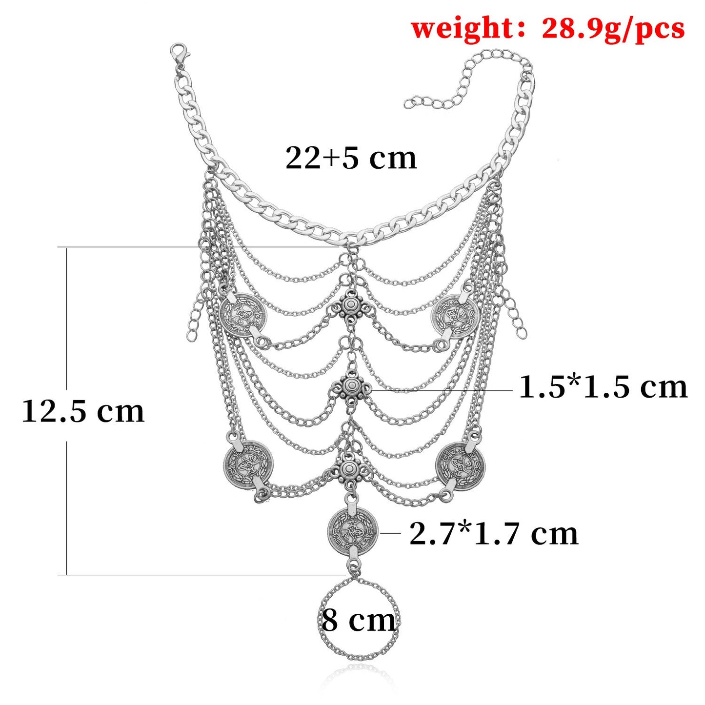Accessories Punk Retro Beach Metal Coin Foot Decoration Multilayer Tassel Anklet Women