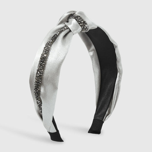 F4737 Exaggerated solid color silk and satin knotted headband baroque light luxury simple rhinestone temperament headband female
