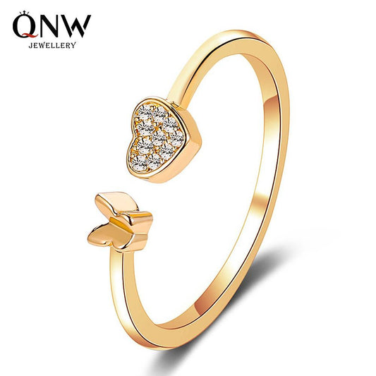 Jewelry Sweet and Versatile Heart Butterfly Ring Adjustable Ring Girls Index Finger Open Ring