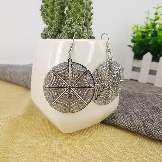Earrings fashion retro disc spider web frosted earrings vintage earrings