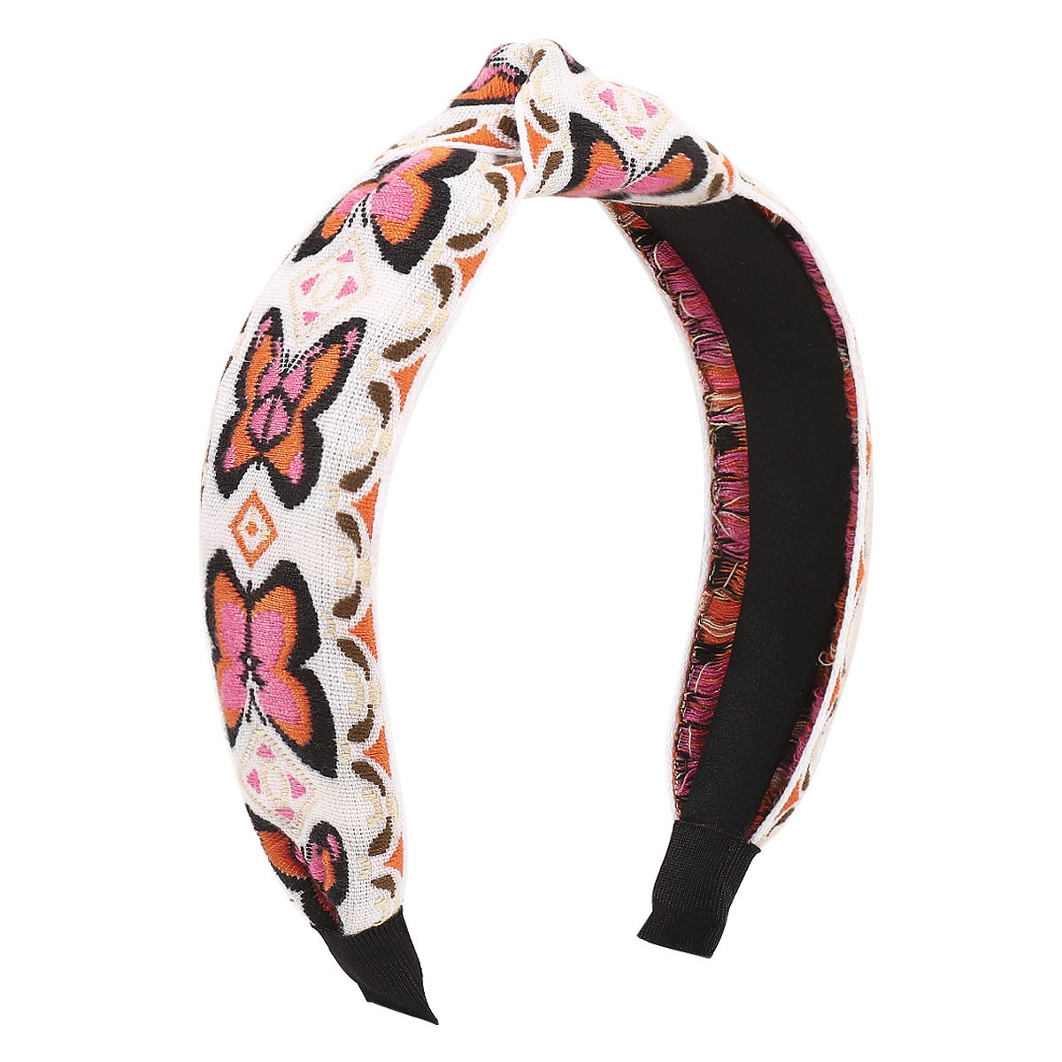 F493 Ethnic niche hit color geometric headband knotted sweet butterfly embroidery fashion creative headband