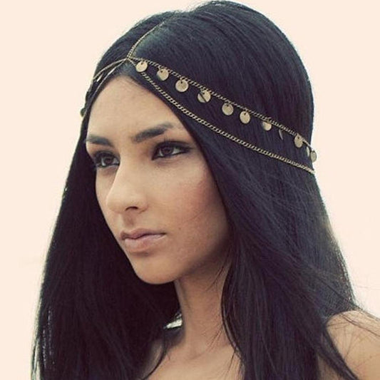 Jewelry street fashion super shiny sequins tassel chain headdress head chain